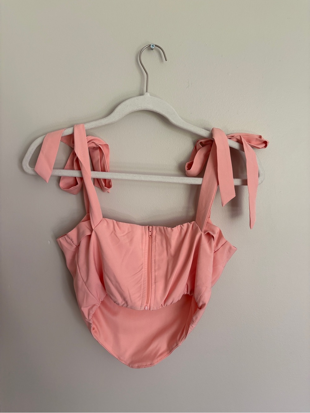 Pink Tie-Shoulder Corset Top Cropped Boned Padded Barbie Ballet - Picture 2 of 2